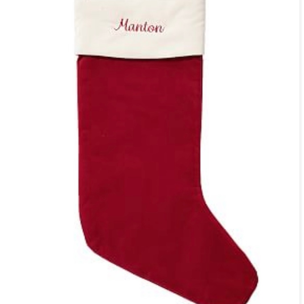 Personalized Velvet Stocking, Red with Ivory Cuff - Large 14.5"x24.5"